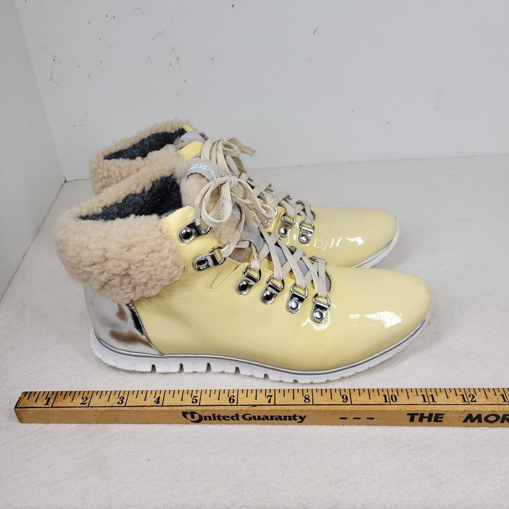 Cole Haan Boots Womens 8 B Cream Zerogrand Patent Leather Sherpa Waterproof - Picture 8 of 12